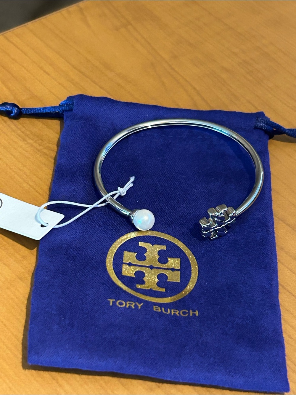 Tory Burch Silver & Pearl Kira Cuff bracelet